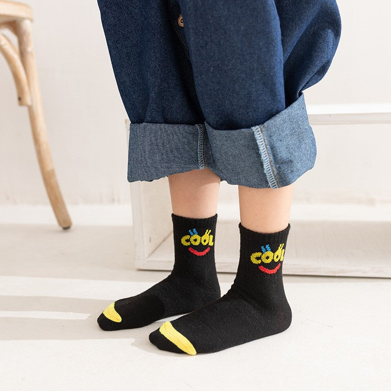 Juno Cartoon Alphabet Cotton Socks (5-Pack)
